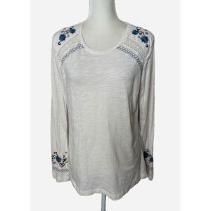 PANHANDLE Size L Shirt Women Embroidered Western Cowboy Long Sleeve Tee T Top